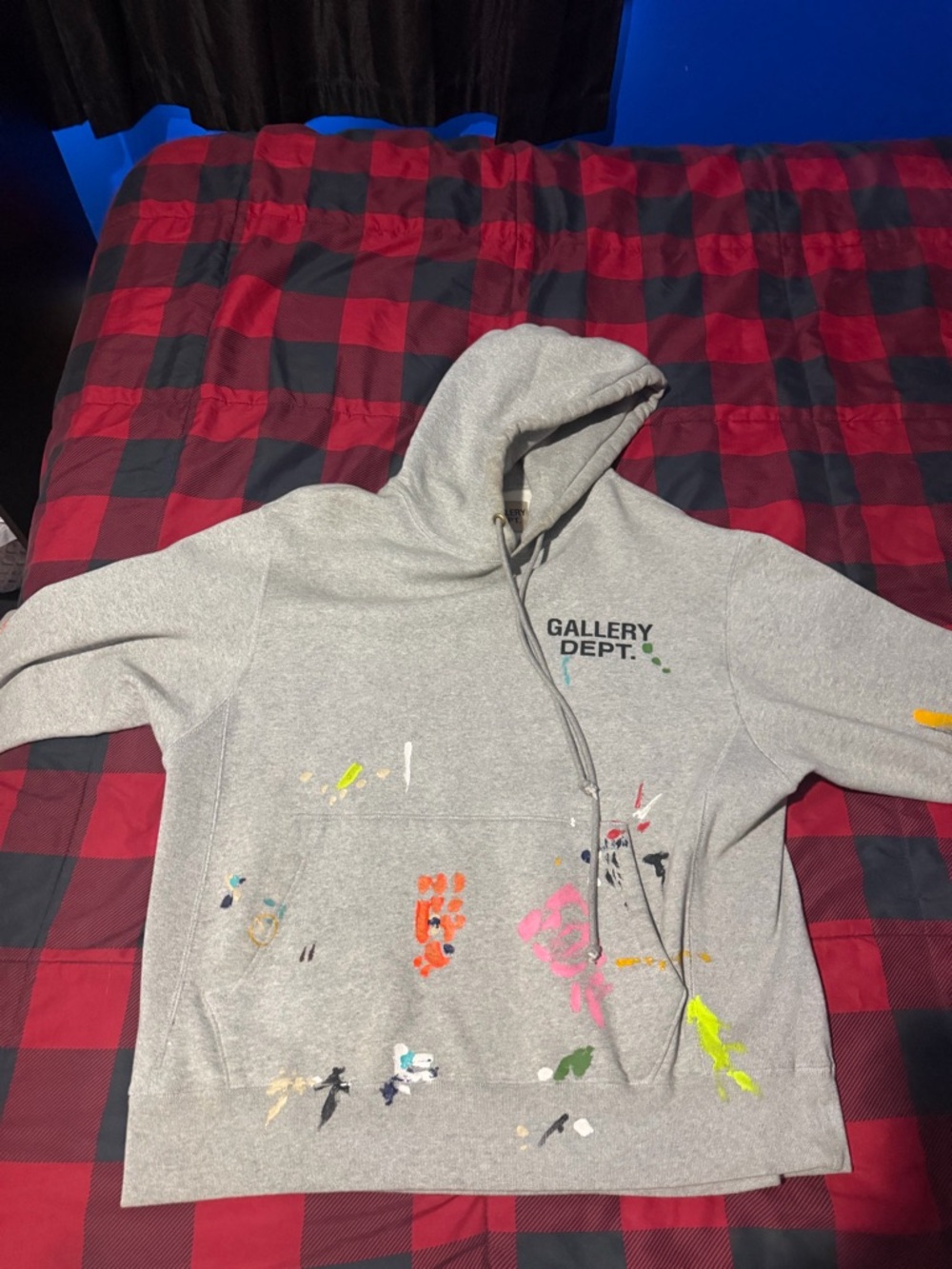 Gallery Dept Gray paint splatter hoodie